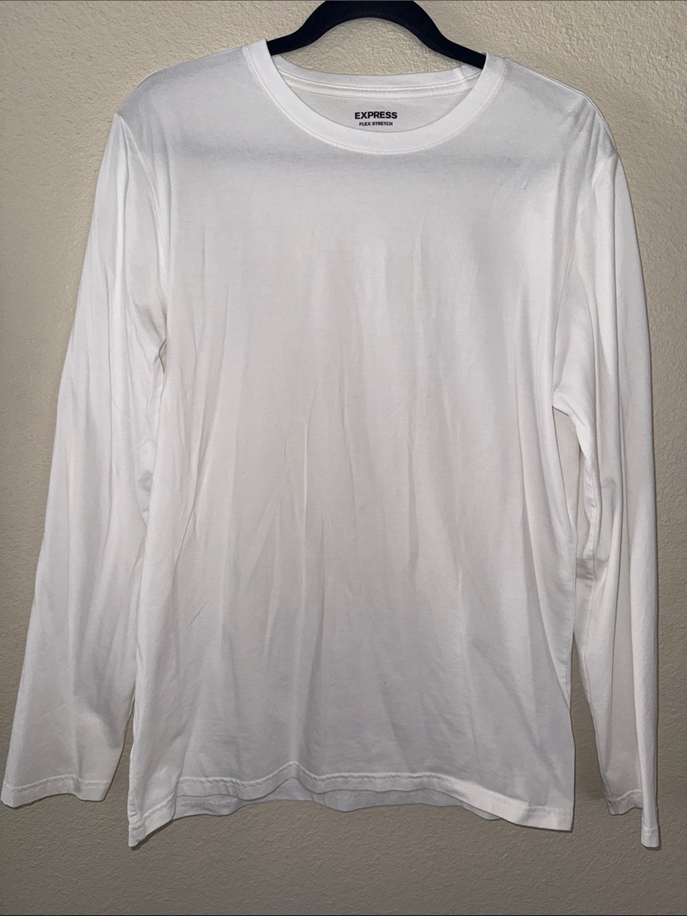 Express Men’s Long Sleeve Crew Neck Flex Stretch T-Shirt - White Size Large